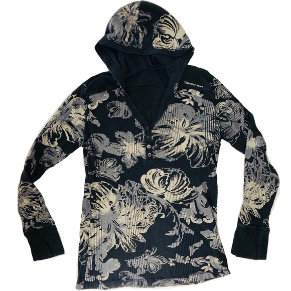 Calvin Klein Tops - Calvin Klein Hooded Long Sleeve Jersey & Raccoon Calvin Klein Tops - Calvin Klein Hooded Long Sleeve Jersey & Raccoon